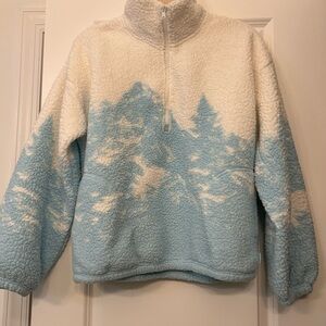 Abercrombie & Fitch Blue and Cream Turtleneck Sweater